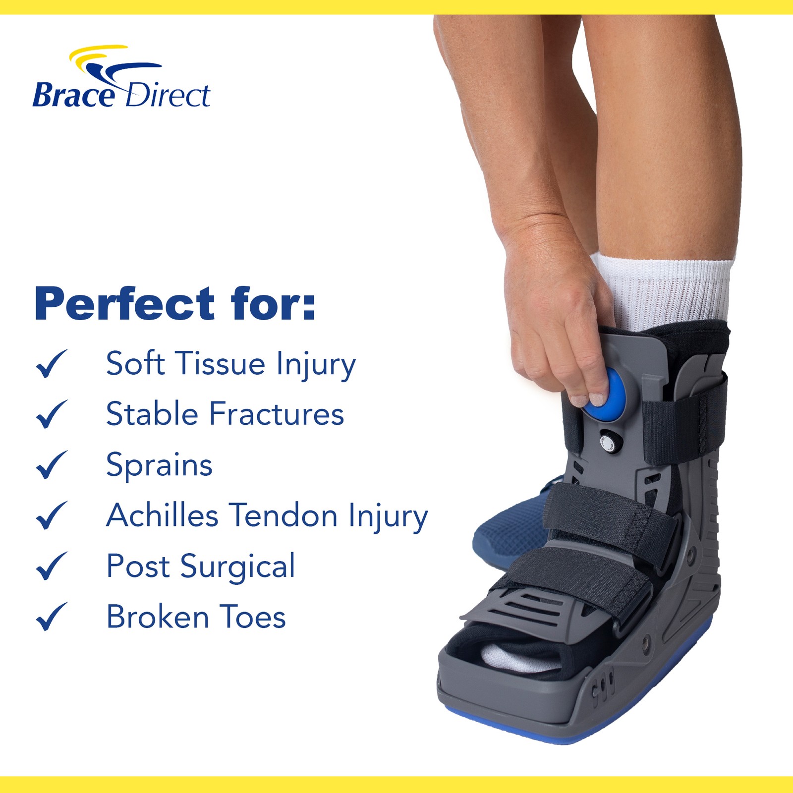 Medical Full Shell Cam Walking Boot with Air Pump- Short- Foot Pain Recovery