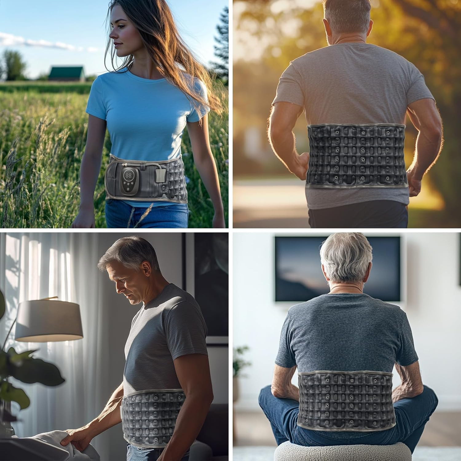 Red Light Therapy Decompression Back Belt with Heating, Vibration Massage & Elec