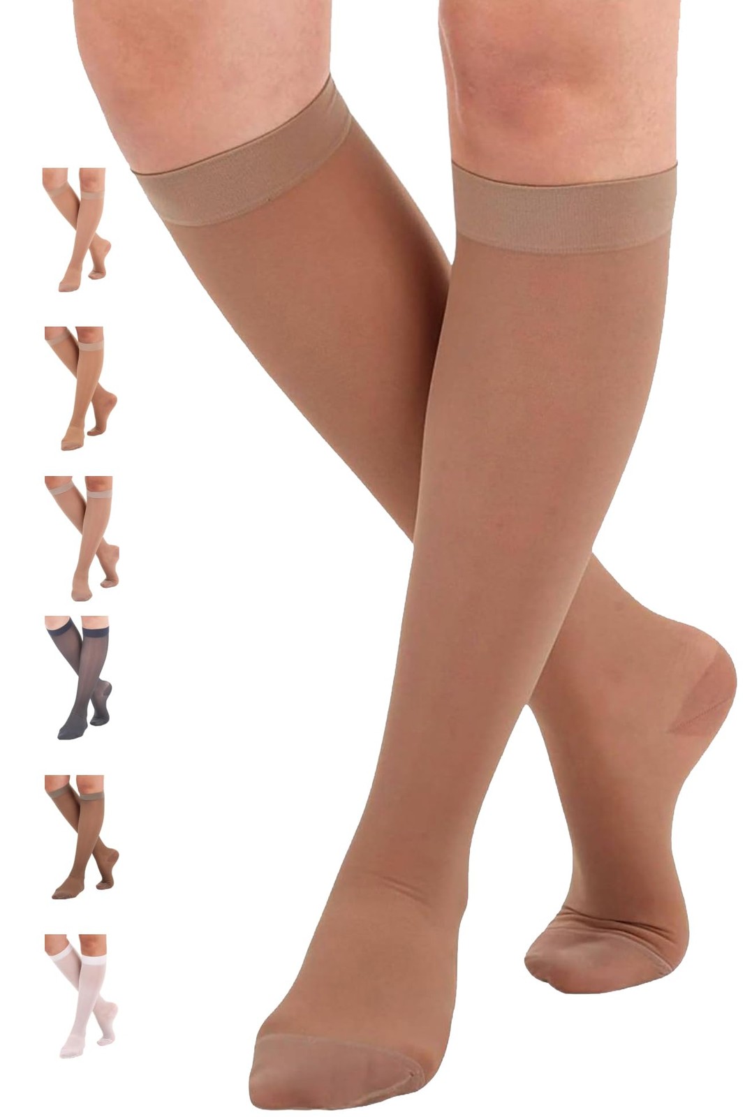 ABSOLUTE SUPPORT Women’s Compression Socks 15~20 mmHg Knee High Beige Large