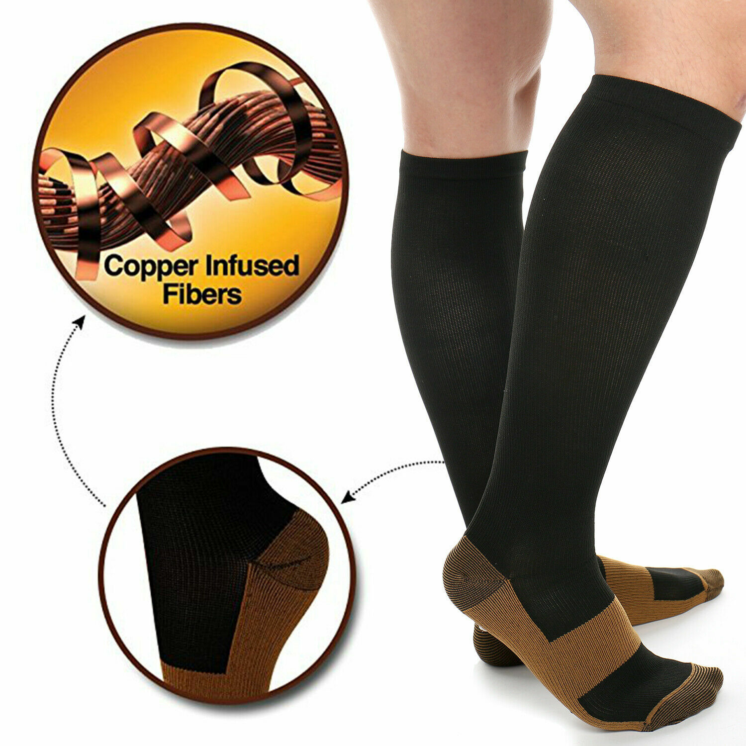 3 Pairs Men’s Diabetic Over The Calf – Knee High Compression Socks Edema Socks