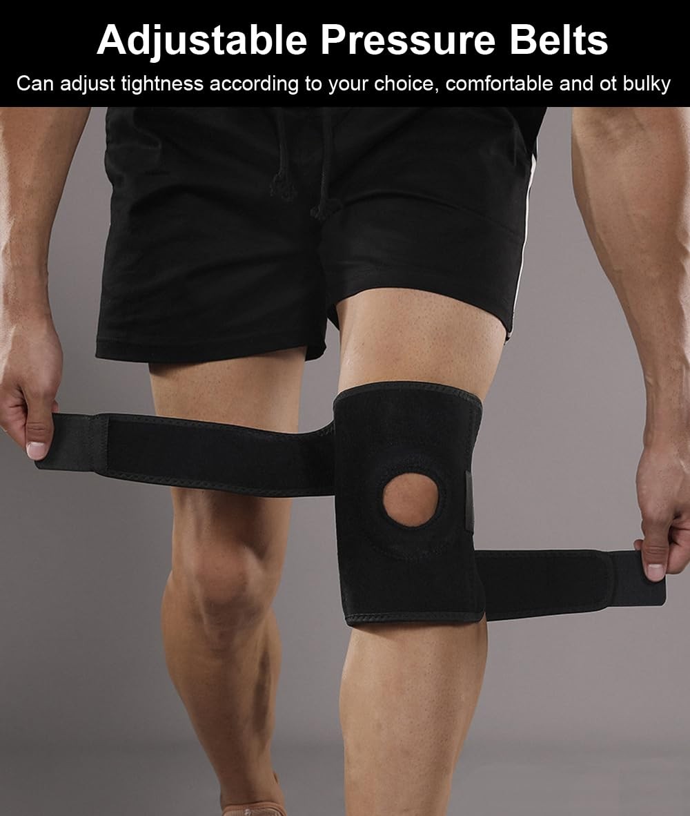 Silicone Patellar Tendon Support Strap 2 Pack, Adjustable Patella Bands for Knee