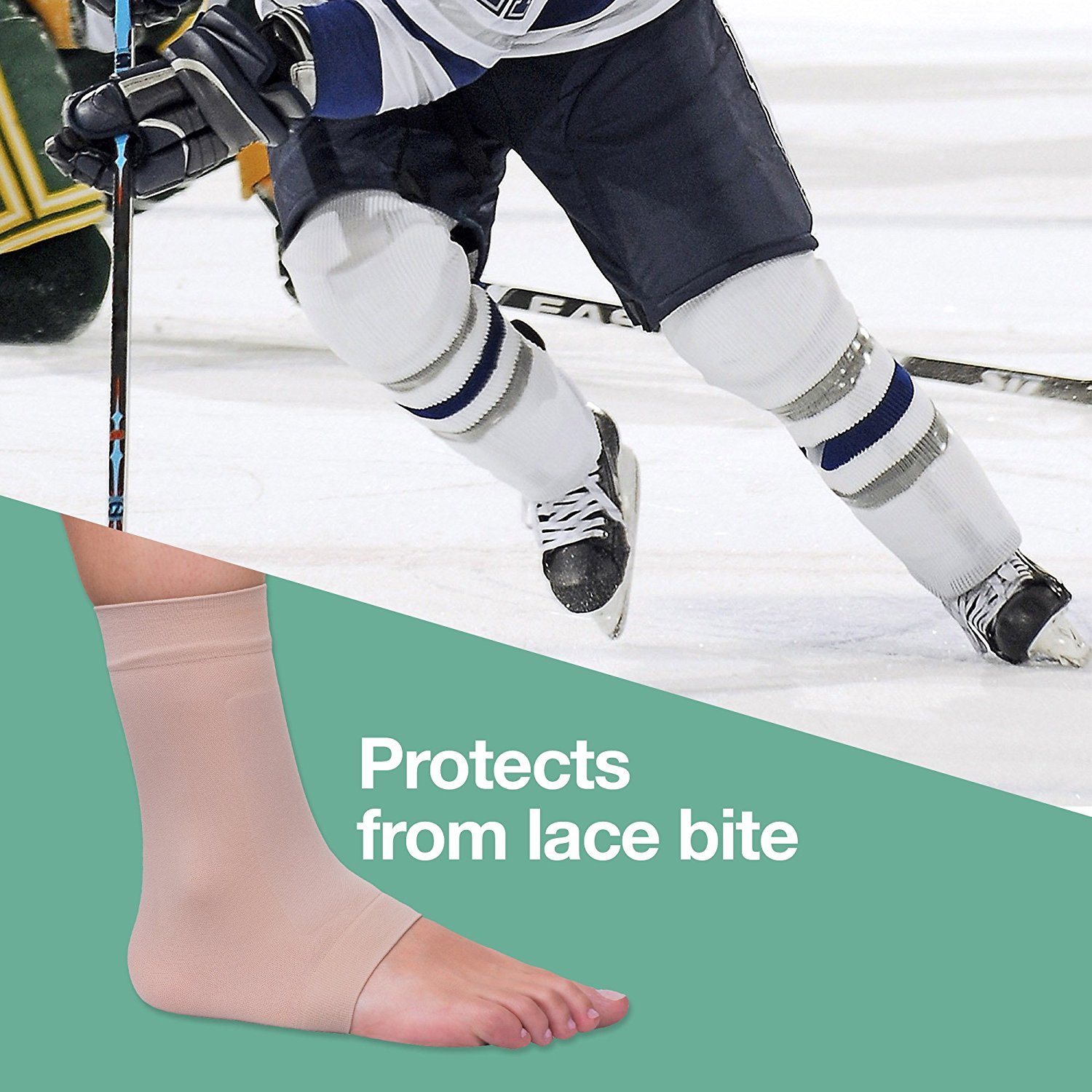 ZenToes Padded Shin Sock Sleeves Lace Bite Protection Pads for Ice Skating Boots