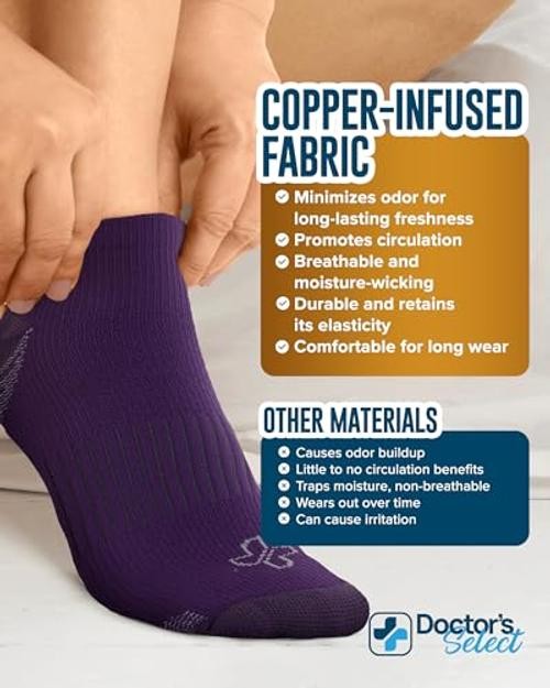 Copper Ankle Compression Socks for Large Navy/Light Blue/Purple/Pink – 4 Pairs