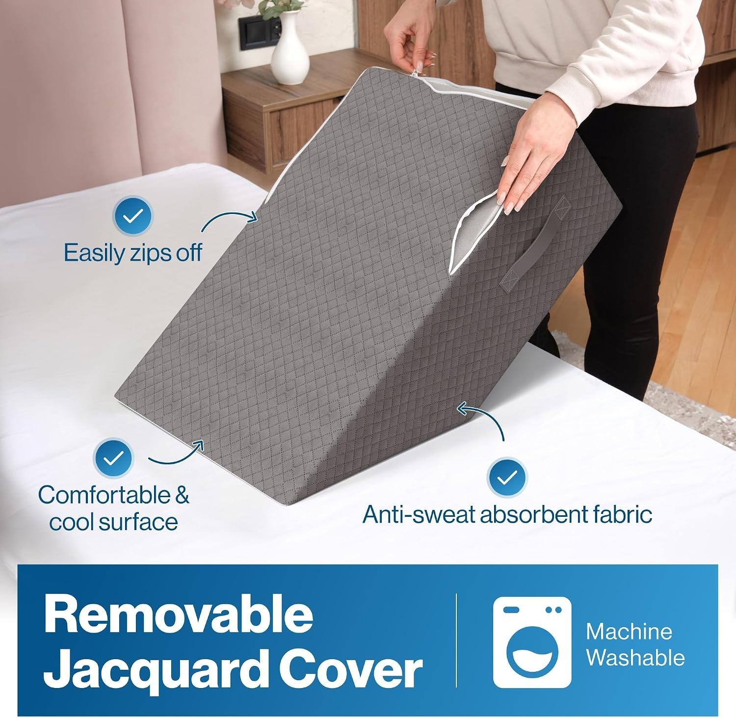 Single Leg Elevation Pillow Post Surgery Knee Ankle Support Jacquard