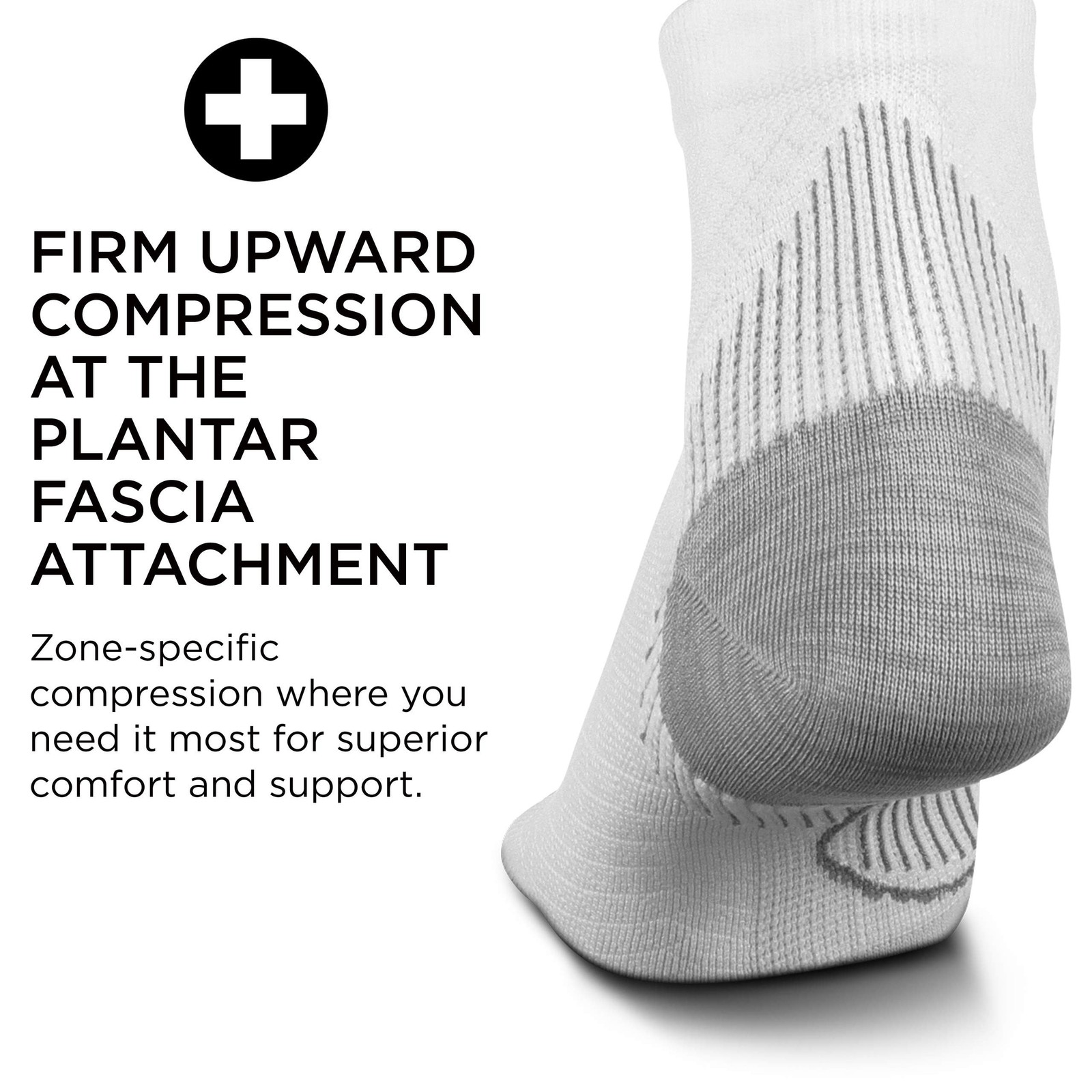 Feetures Plantar Fasciitis Relief Ultra Light Cushion Medium, White (1 Pair)