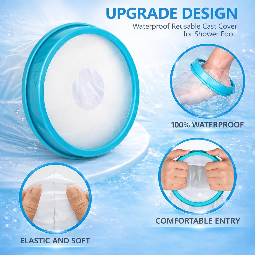 Waterproof Foot Cast Cover for Shower, Reusable Ankle Cast Protector for Adults,