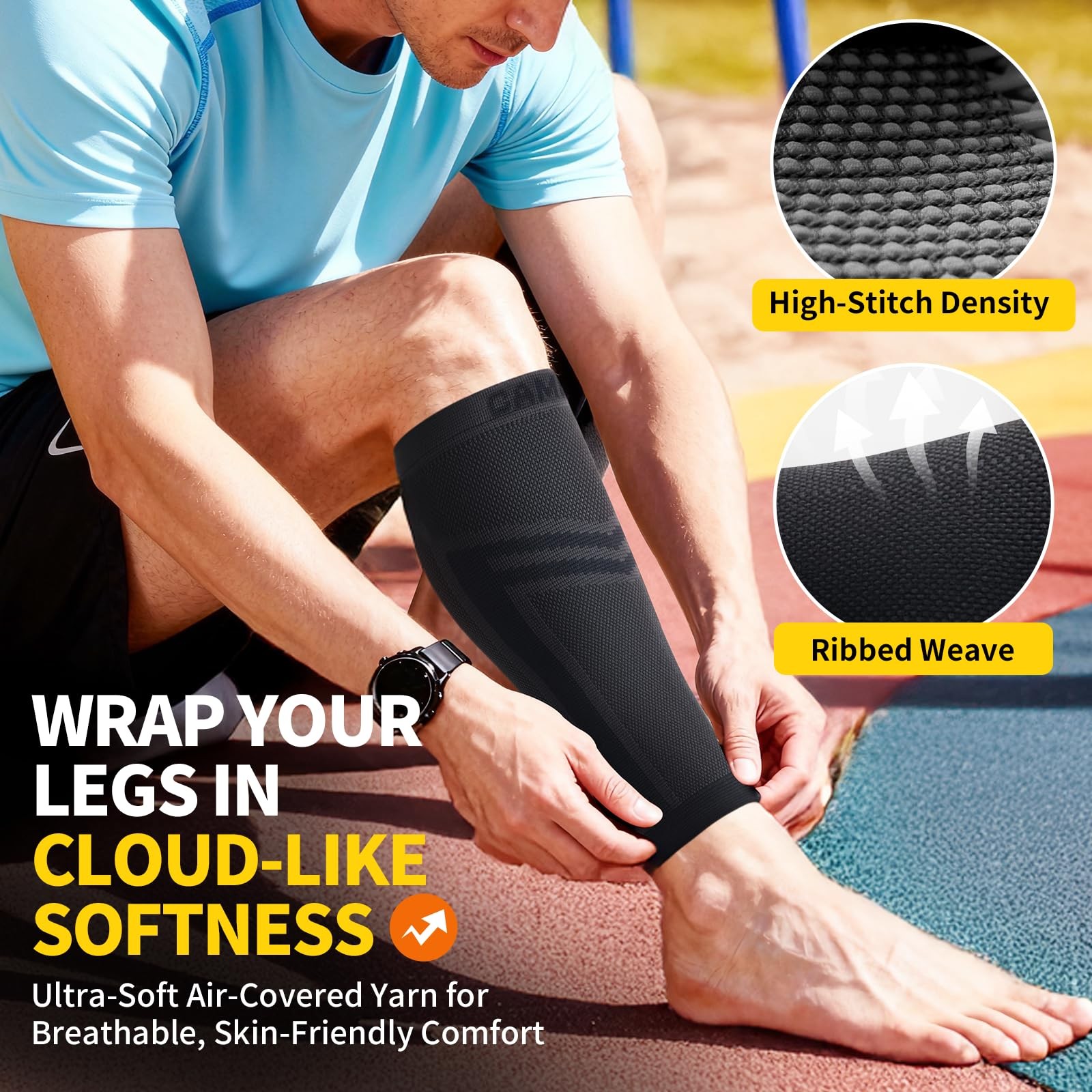 CAMBIVO Calf Compression Sleeve for Men Women Footless Small-Medium, Black