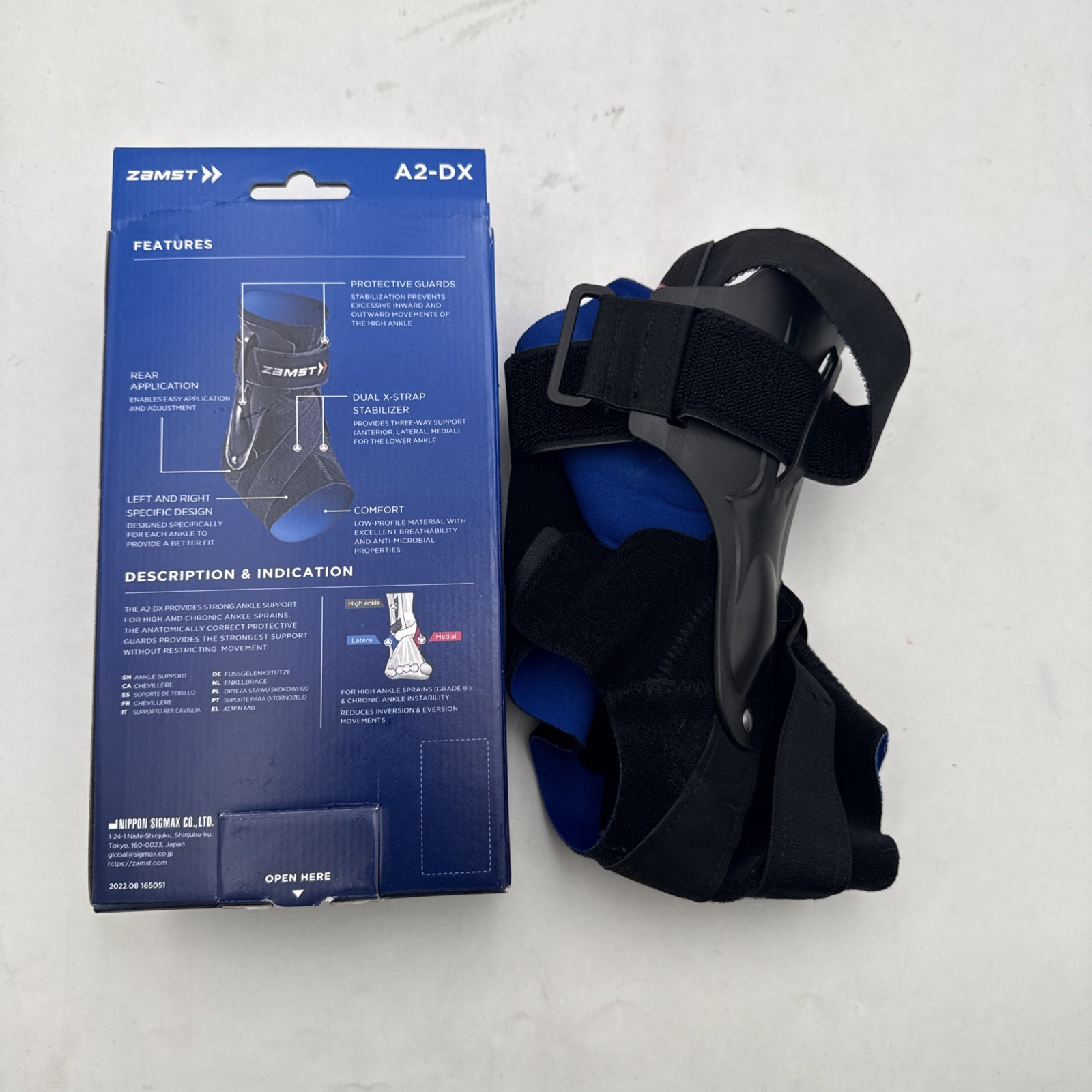 Zamst A2-DX Ankle Support Brace Right L Strong Stabilizer Sports Injury Prevent