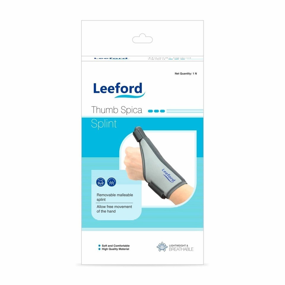 LEEFORD Polyurethane Thumb Splint Support For Right & Left Hands Color Grey