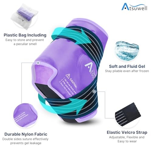 Atsuwell Ankle Ice Pack Wrap 2 Pack Reusable Gel Cold Compress Foot Heel Purple