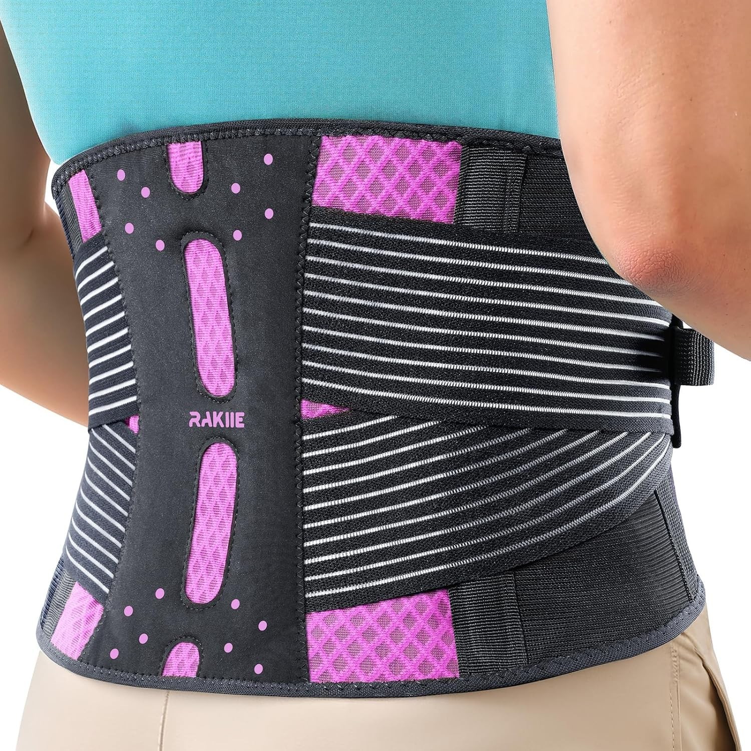 Lightweight Ergonomic Back Support Brace for Pain Relief – Breathable & Pink XXL