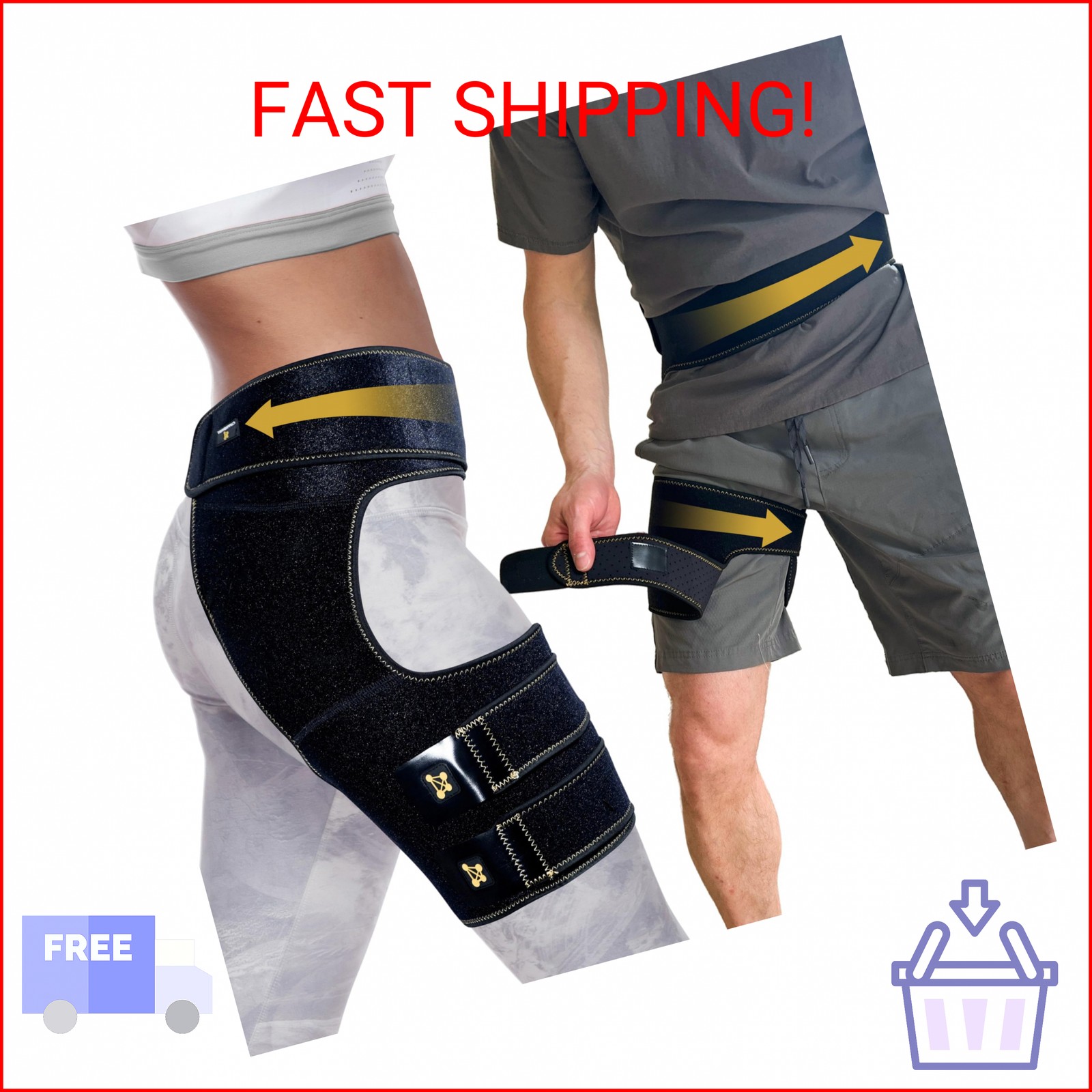 CopperJoint Adjustable Hip Brace for Women and Men, Black, One Size-Hip Support