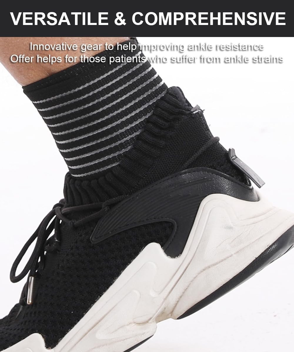 2 PCS Black Ankle Braces, Compression Sleeve, Plantar Fasciitis, Arch Support