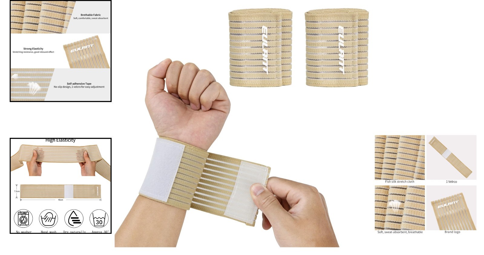 Breathable Wrist Wraps 2-Pair Set – Perfect for Tennis, Weightlifting & Fitness