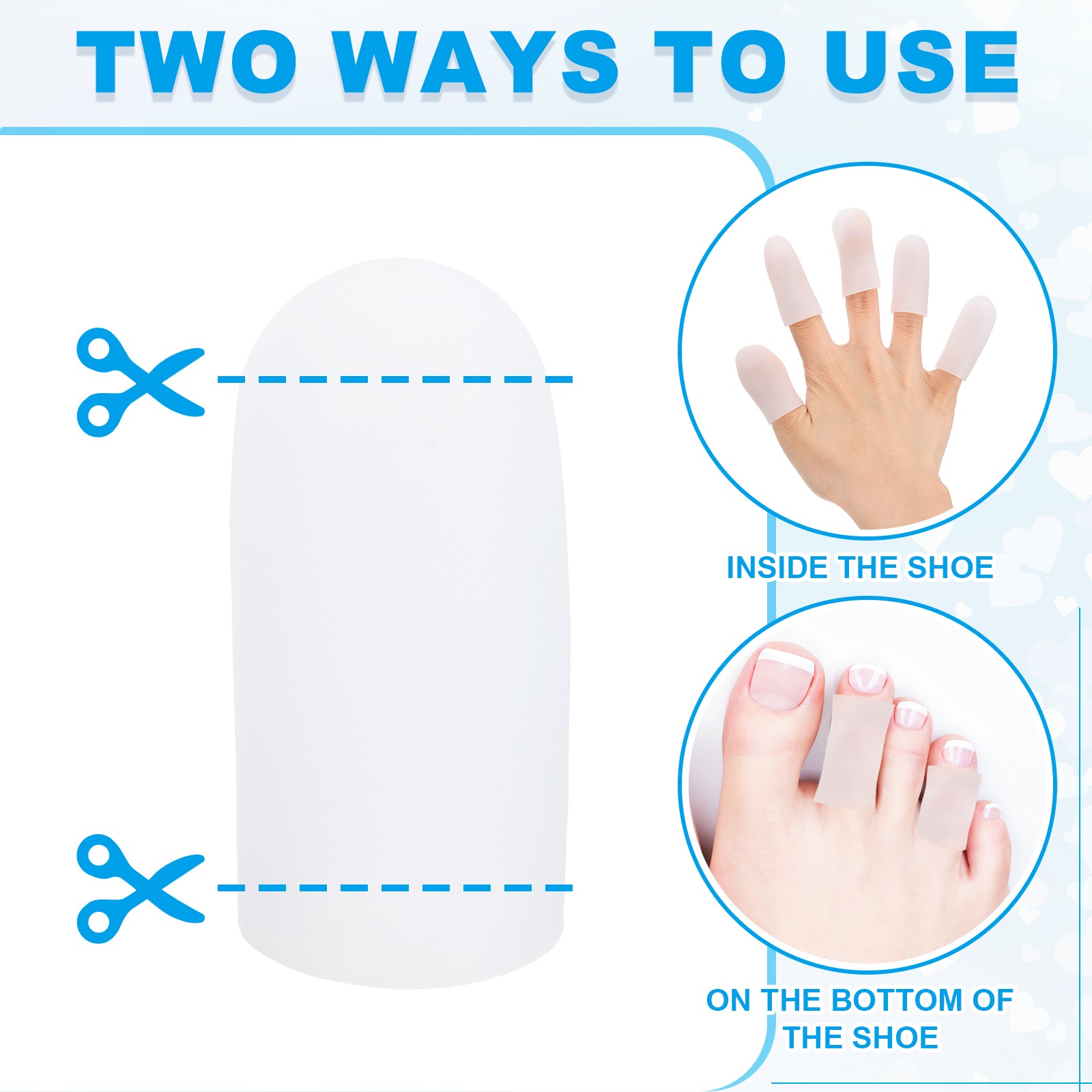 20 Pcs 1.6″x0.79″ Gel Finger Cots Silicone Finger Tip Protector Support White
