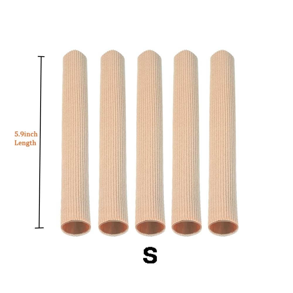 Cuttable Toe Tube Sleeves 5 Pack – Small Elastic Gel Protectors for Pain Relief,