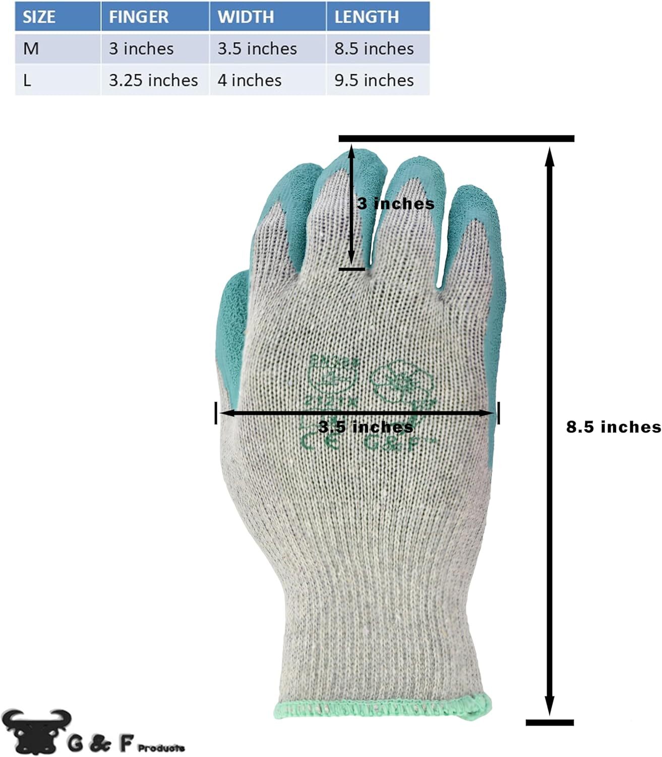 G & F Women Gardening Gloves, Breathable Rubber Coated, Non-Slip, Large-12 Pair