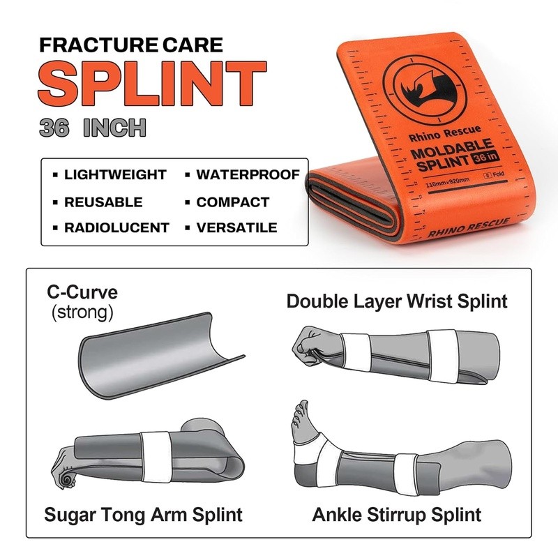 Aluminum Splint Waterproof Reusable Flexible Ankle Support EMS Medical Care New