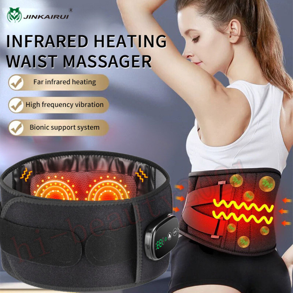 Infrared Light Heating Vibration Lumbar Back Massager Support Brace Waist Belt