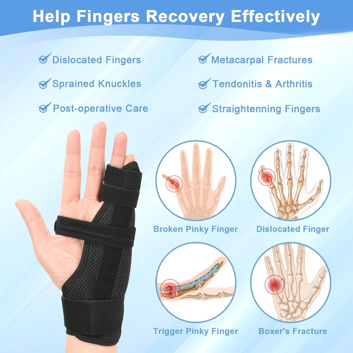 Pinky Finger Splint, 4th or 5th Ring Fingers Splint for Boxer’s Fracture