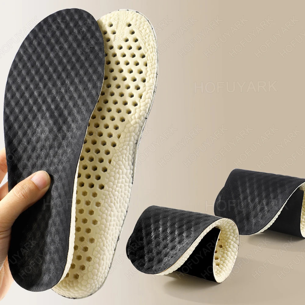 PU Sports Insoles for Sneakers Soft Leather Inner Soles Shock Absorption Breatha
