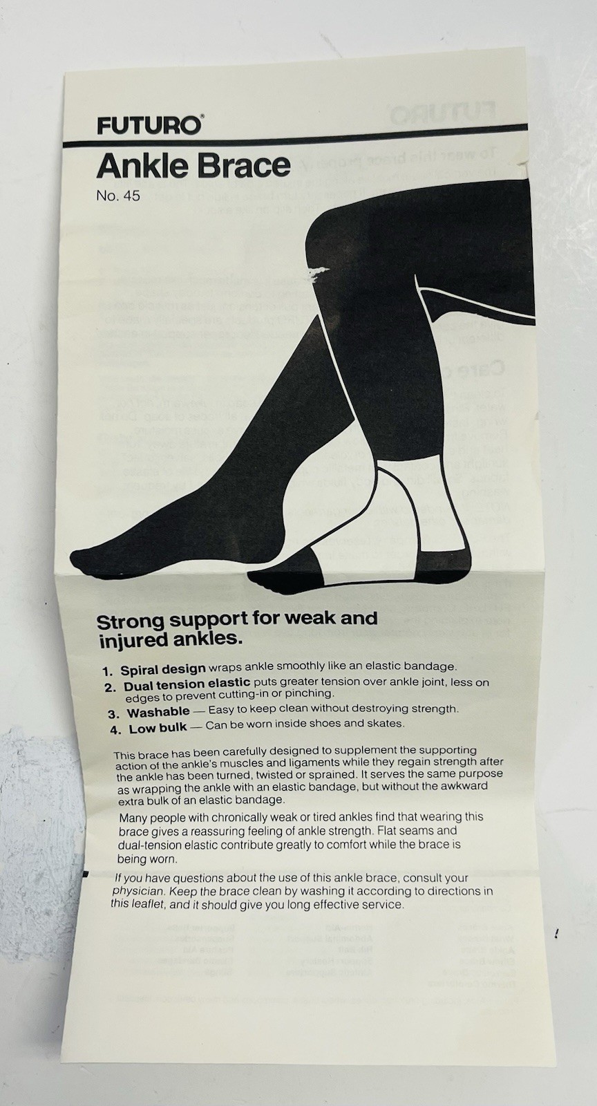 Futuro Spirl Lift Small Ankle Brace 004502 Vintage 1983 W/Box And Instructions