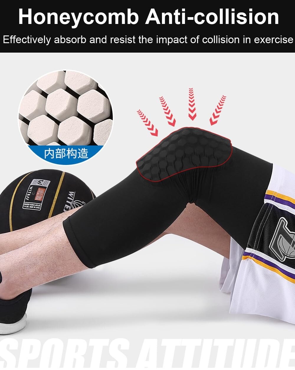 Knee Pads Brace Compression Leg Sleeve for Basketball Volleyball Weightlifting
