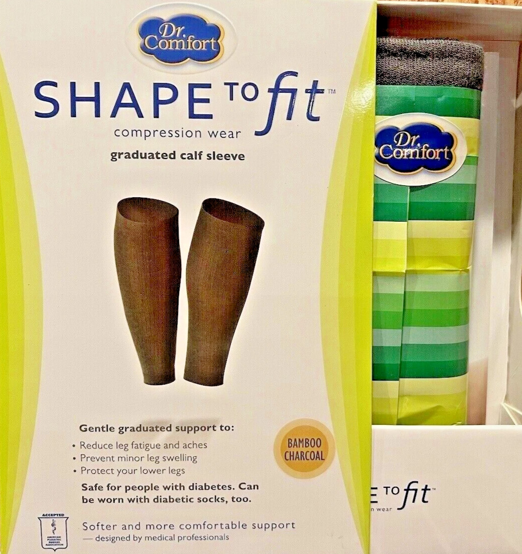 Dr. Comfort 10-15 mmHg Unisex Calf Sleeves -XL -Gentle Graduated Charcoal ####
