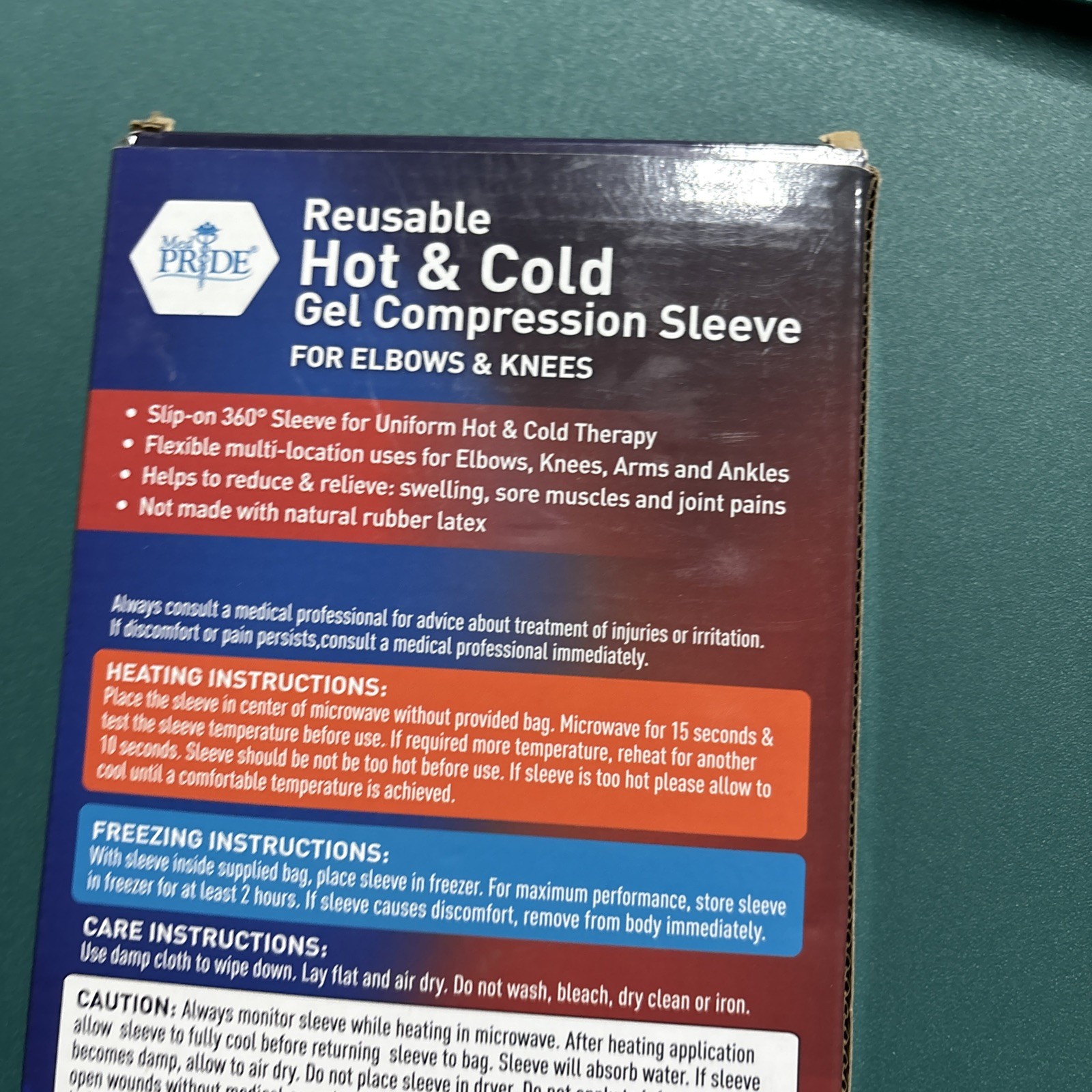 MED PRIDE Reusable Hot & Cold Gel Compression Sleeve For Elbows Arms Knees 1 Pc