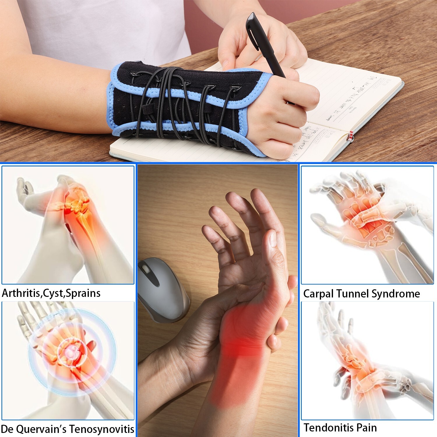 Velpeau Wrist Brace for Carpal Tunnel Pain Relief, with Cushioned & Metal Splint