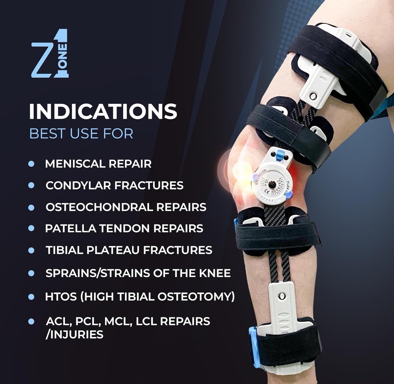 Z1 K10 Eco Hinged ROM Knee Brace – Carbon Fiber Post Op Knee Immobilizer Ligh…