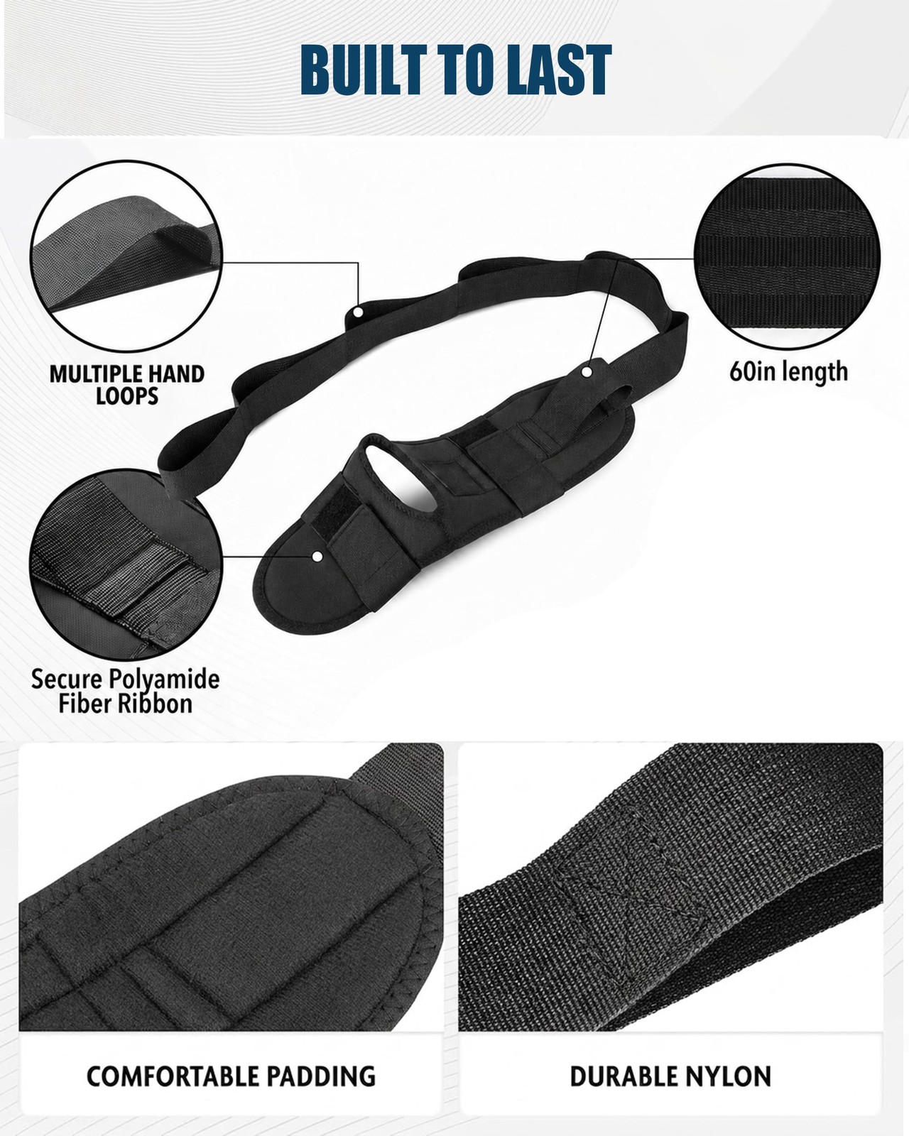JUNWING Plantar Fasciitis Stretch Strap with Foot Loop, Calf Stretcher for Ac…