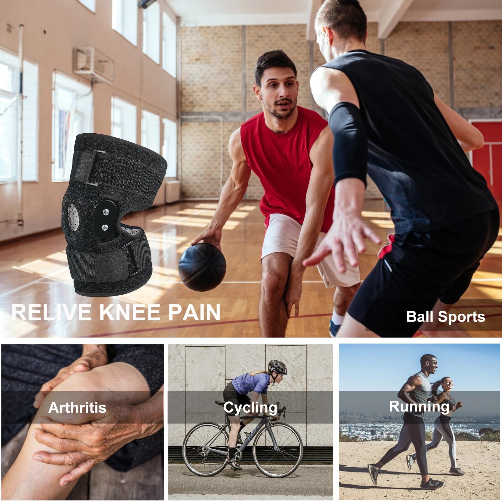 Orthopedic Hinged Knee Brace Pad Support Compression Sleeve Patella Stabilizer
