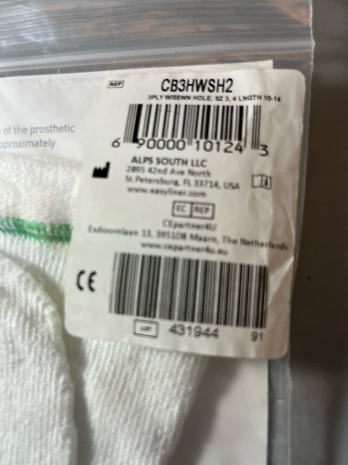 Cool Blue 3 Ply Prosthetic Sock 2 Pack Size 3 Length 10-14 Model CB3HMSH2