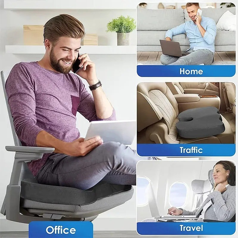 Orthopedic Memory Foam Seat Cushion Lumbar Back Support Pillow Pain Relief Car