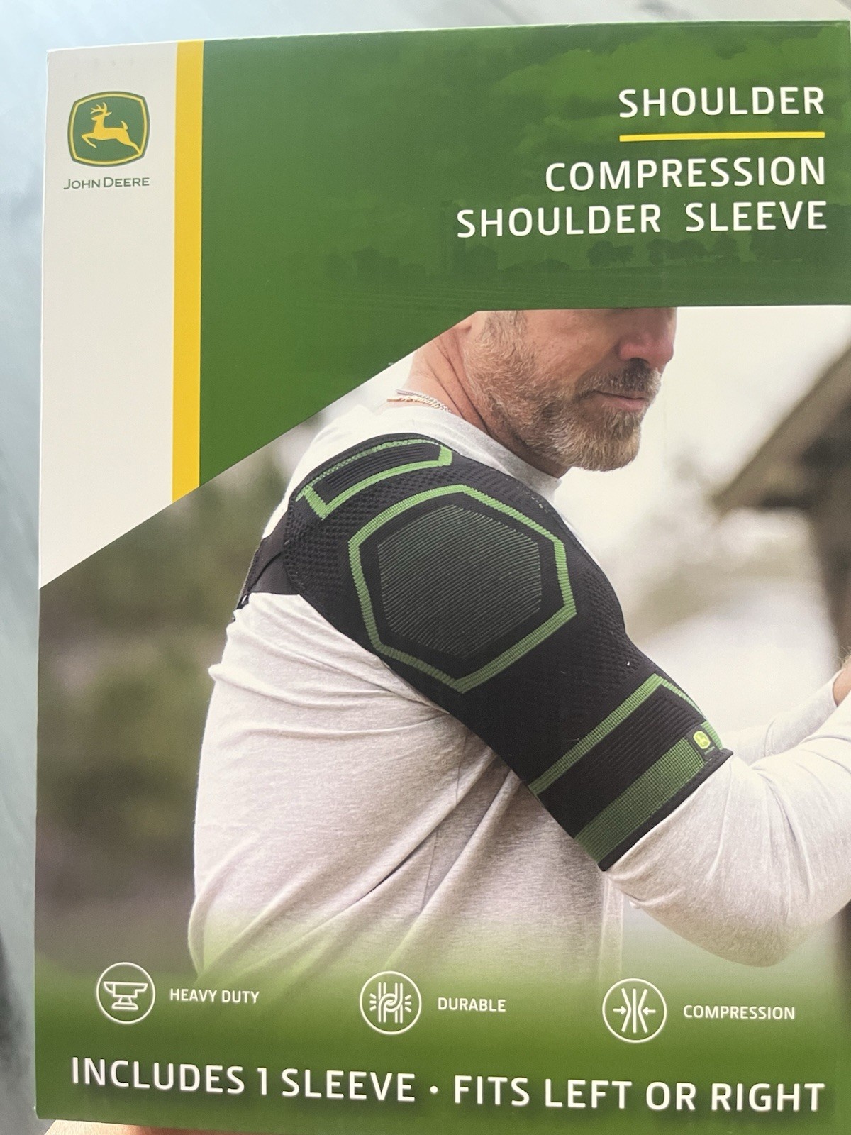 John Deere Shoulder Compression Sleeve L/XL Black/Green LP88910