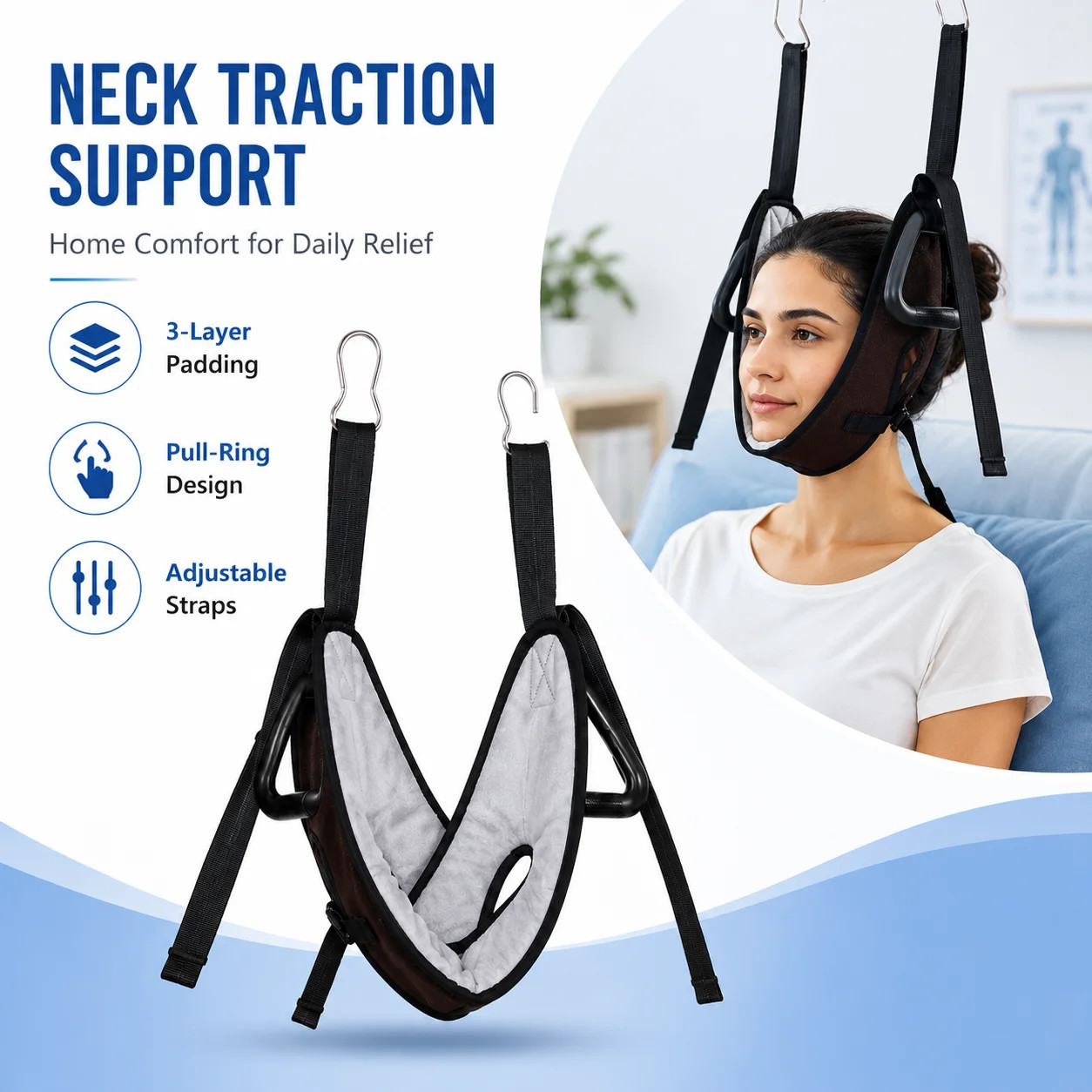 1Pc Cervical Traction Sling Cervical Spine Training Support Strap Soft Straps