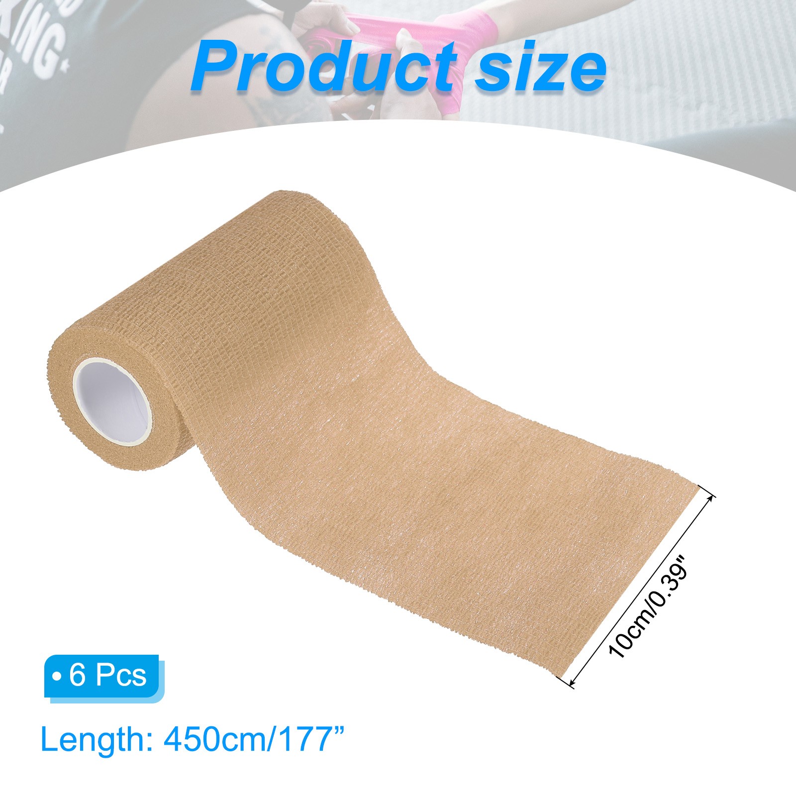 4″ x 177″ 6 Pcs Self Adhesive Bandage Wrap Elastic Self Tape Light Skin Color