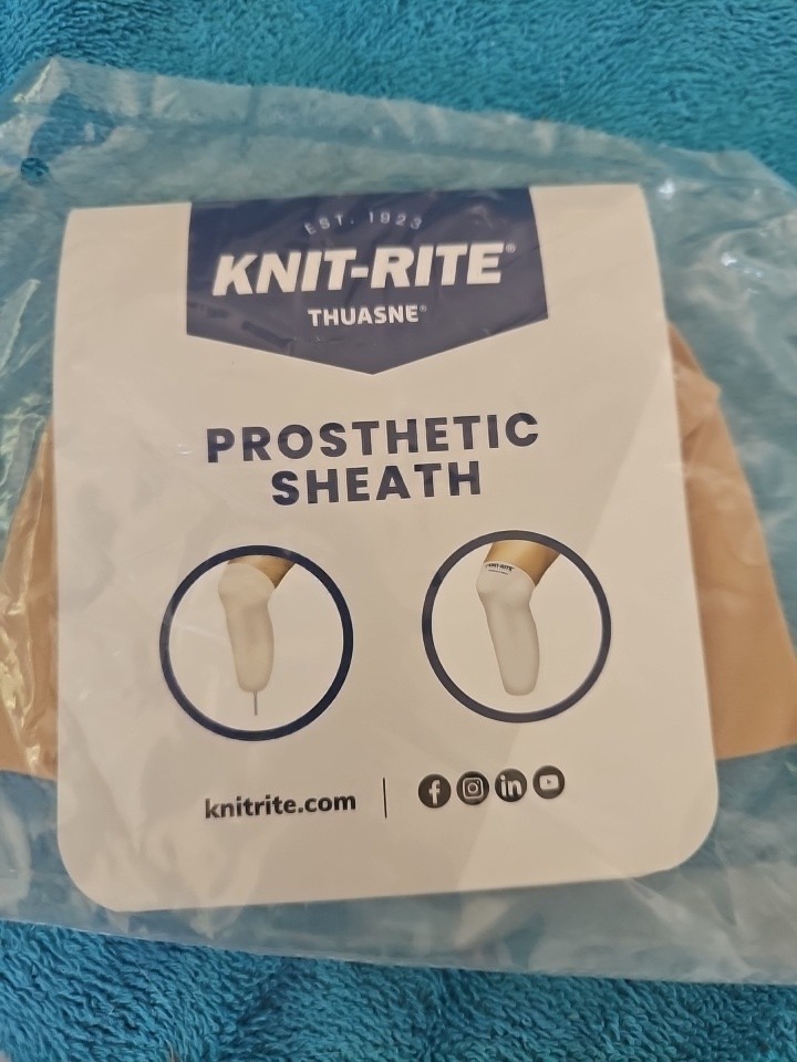 Knit-Rite Silver Prosthetic Sheath Wide Short Super Stretch New Size #3+