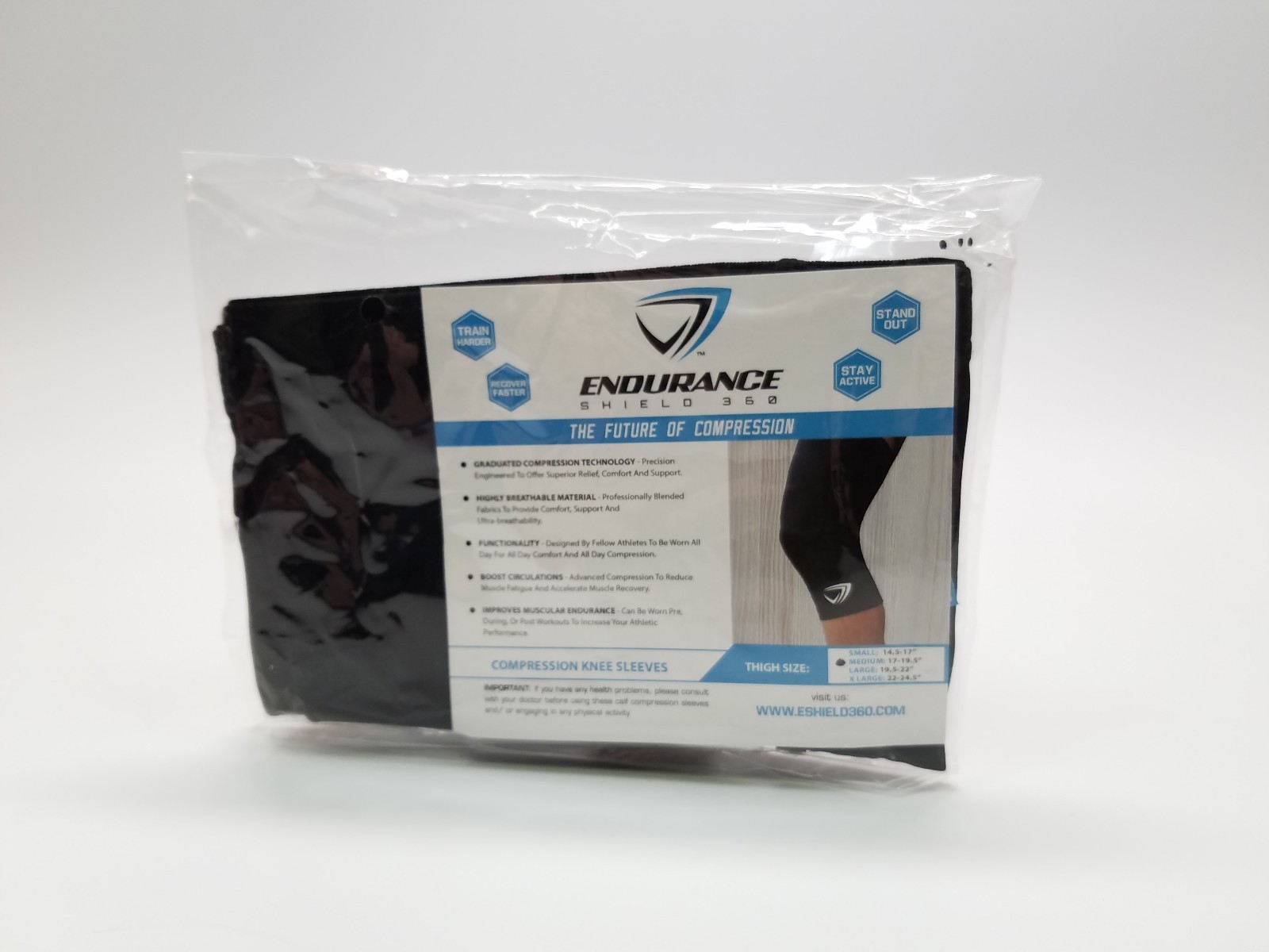 Compression Knee Sleeve Black 2 Piece Medium and Large – Endurance Shield 360