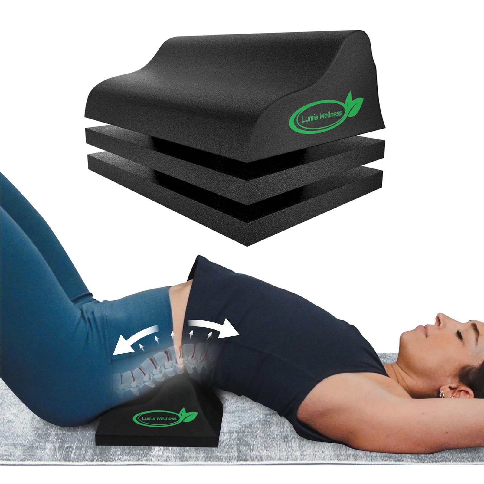 Lumbar Traction Block, Chiropractic Back Stretcher for Pain Relief, Lumbar Decom