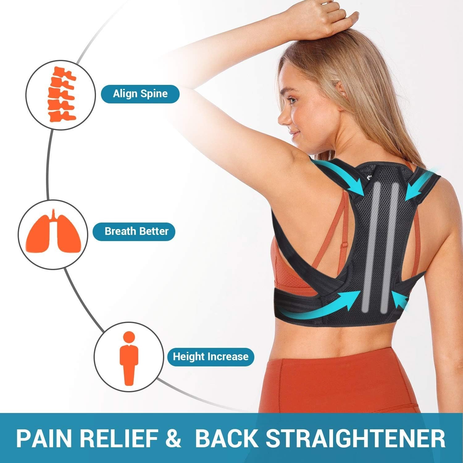 Back Straightener Posture Corrector, Women Men Kids Back Shoulder Neck Support
