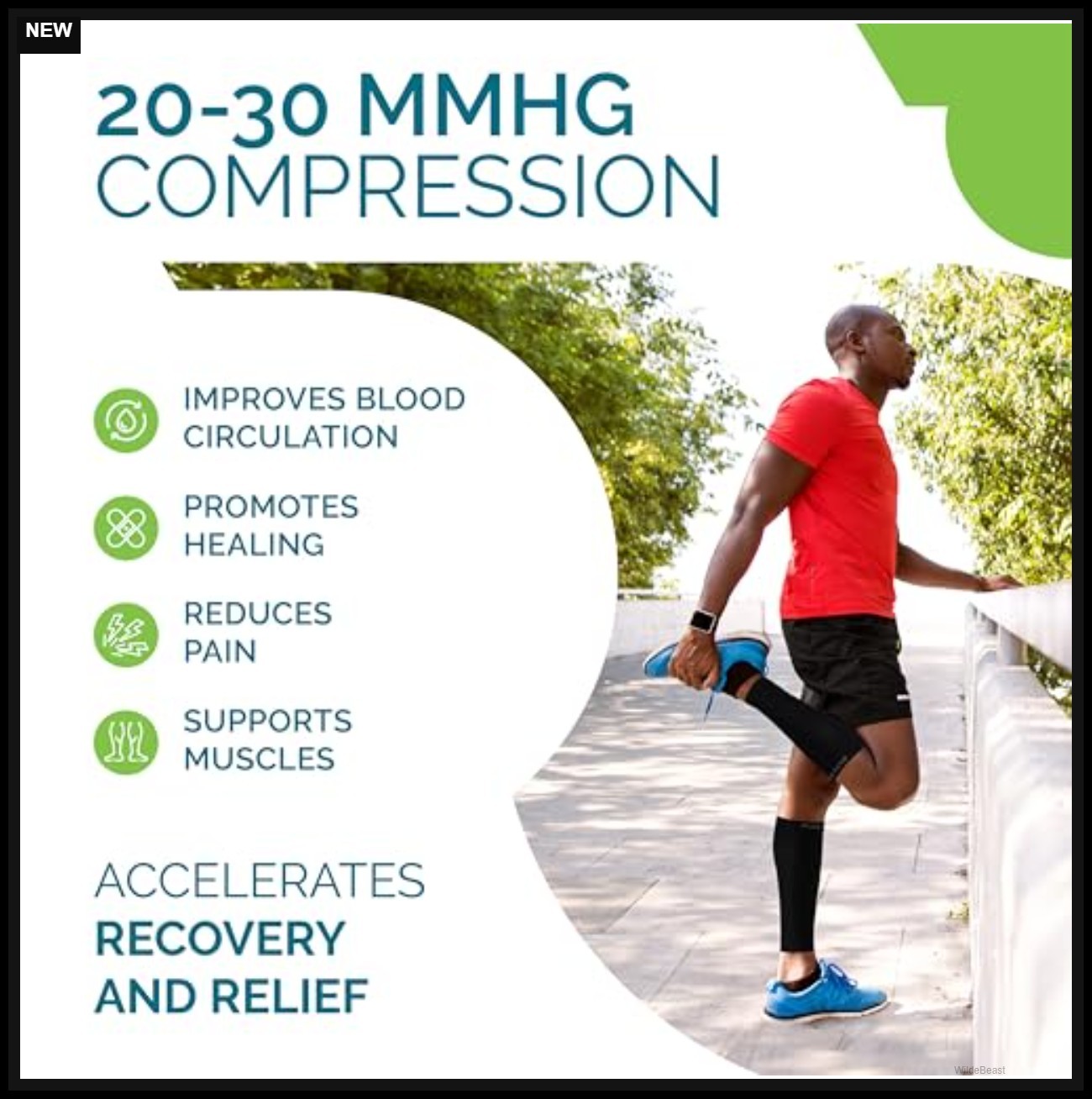 Calf Compression Sleeve 20-30mmHg Leg Support for Running Athletic Pain Relief