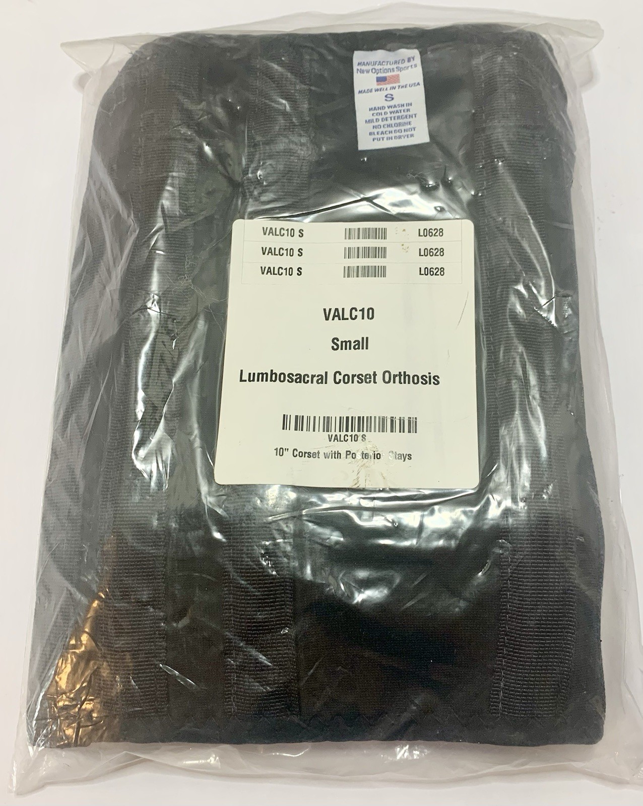 FRONTLINE MEDICAL ~ Valc10 ~ Small 10″ ~ Lumbosacral Corset Orthosis ~ Black
