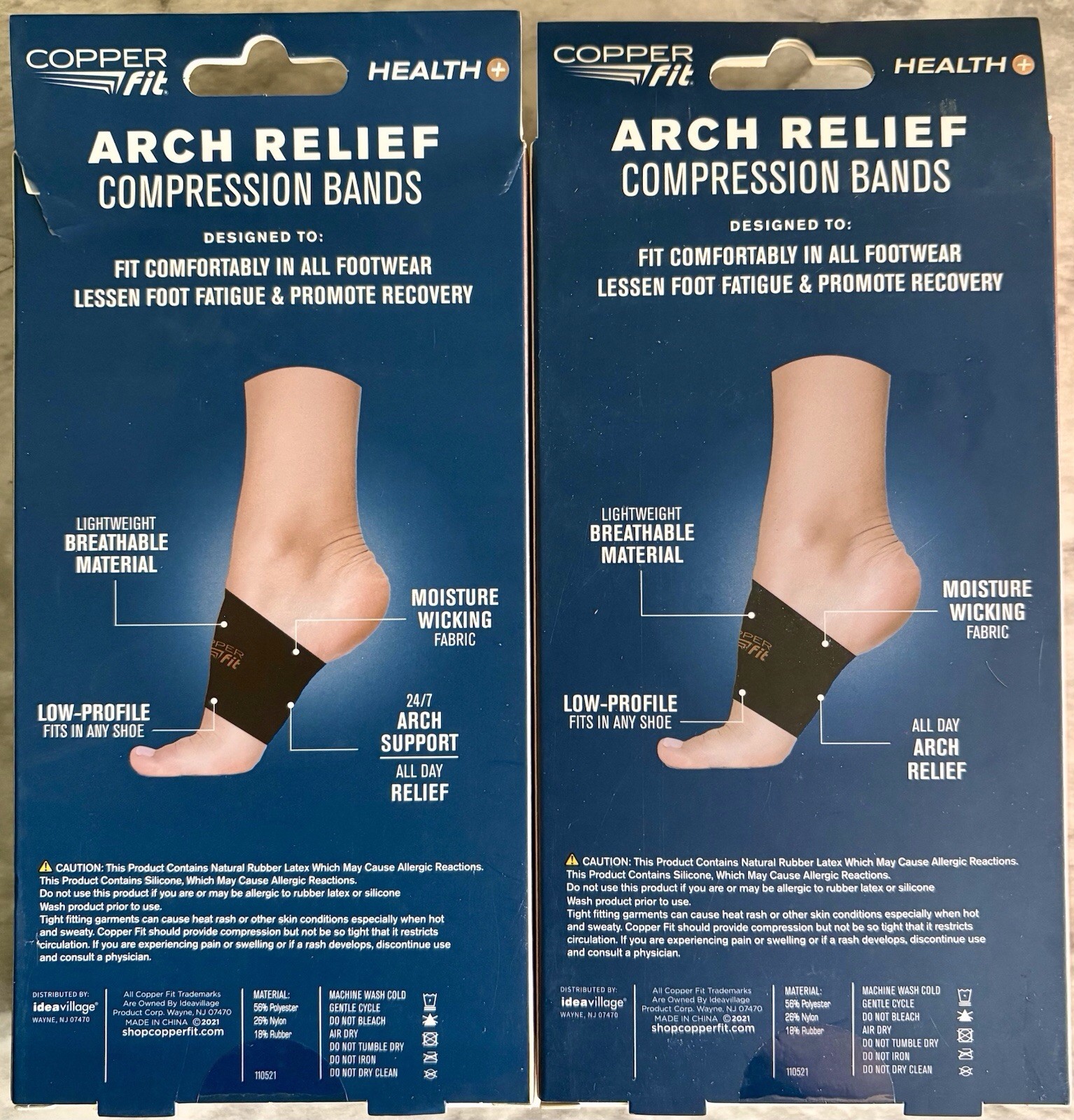 Copper Fit Arch Relief Compression Bands One Size Fits Most Lot Of 2 Pairs