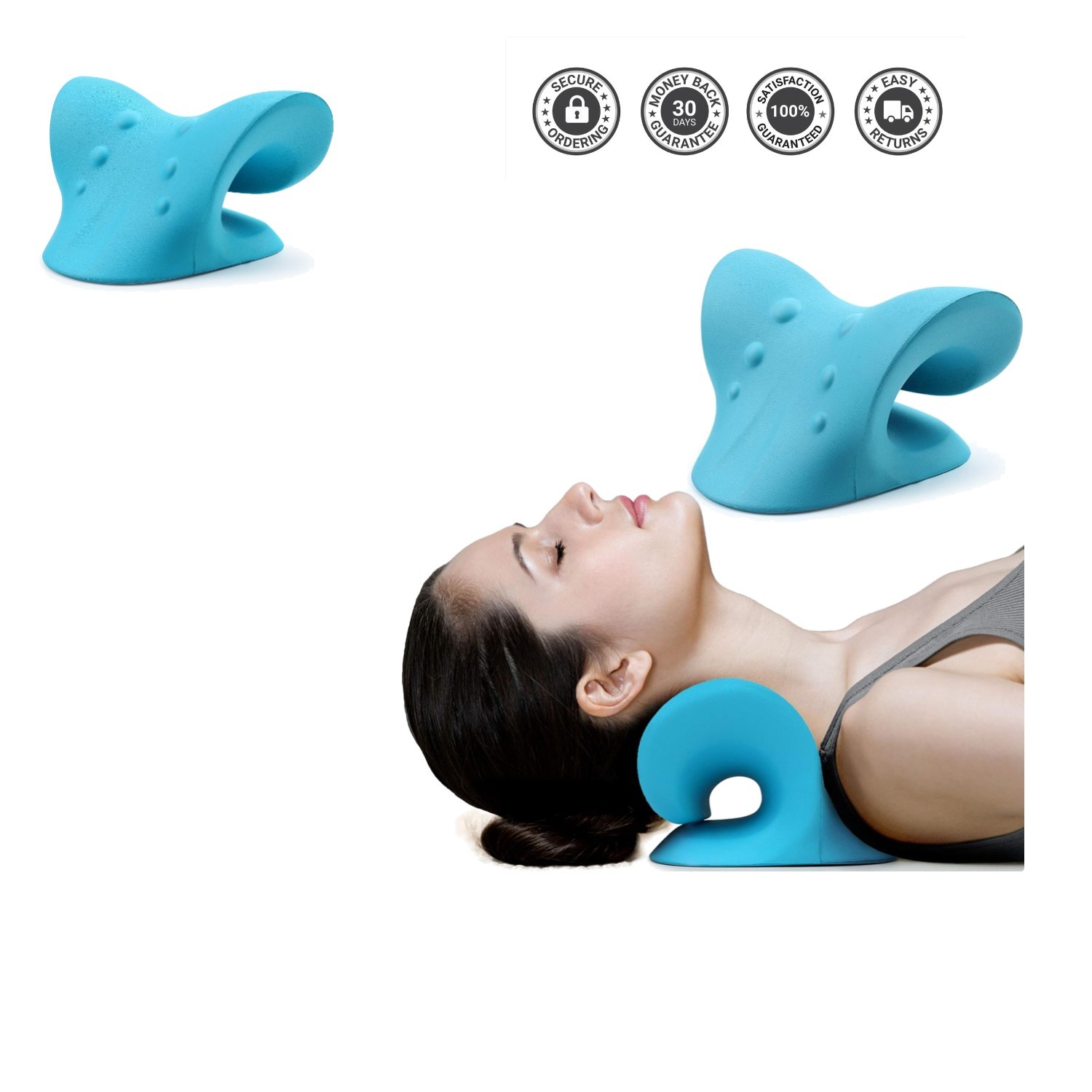 Memory Foam Cervical Pillow Neck Stretcher, TMJ Pain Relief & Spinal Alignment