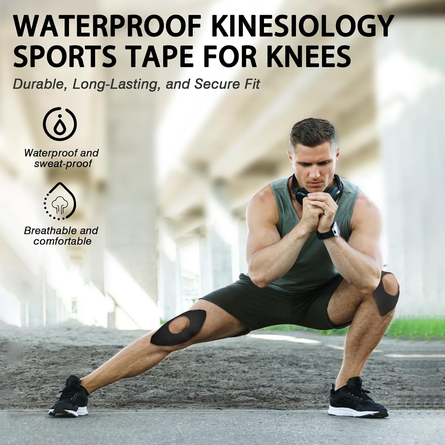 Precut Kinesiology Knee Tape 10 Pack Pain Relief Support Sports Therapy Tape