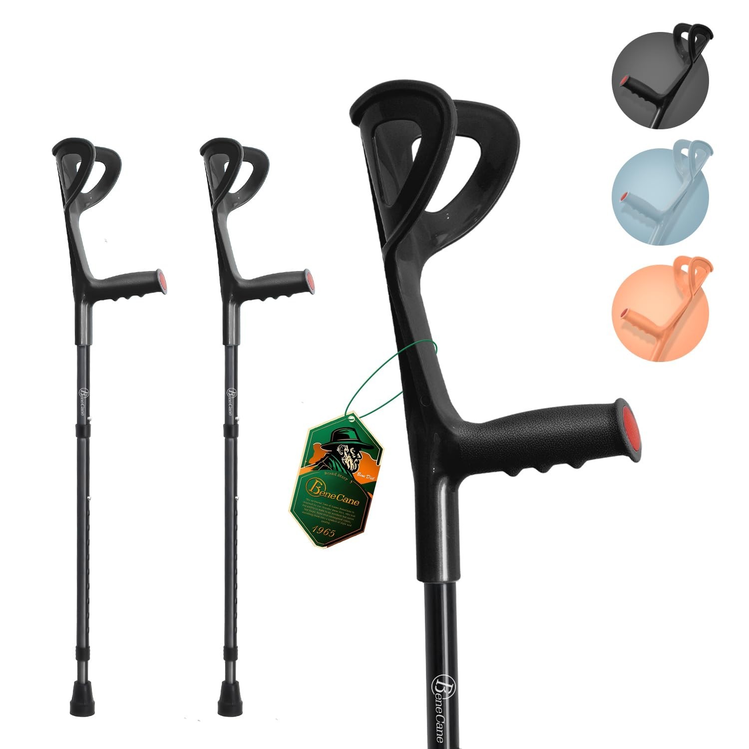 Lightweight Adjustable Forearm Canes – Ergonomic Arm Crutch with Non-Skid Tips