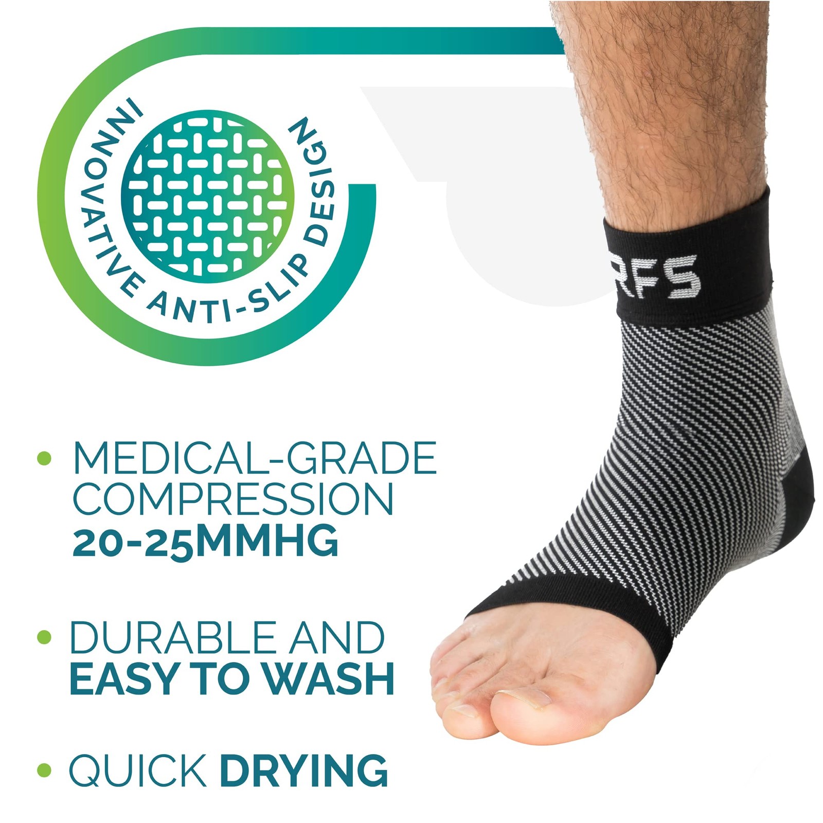 Plantar Fasciitis Compression Socks | Foot & Ankle Brace for Medium, Black