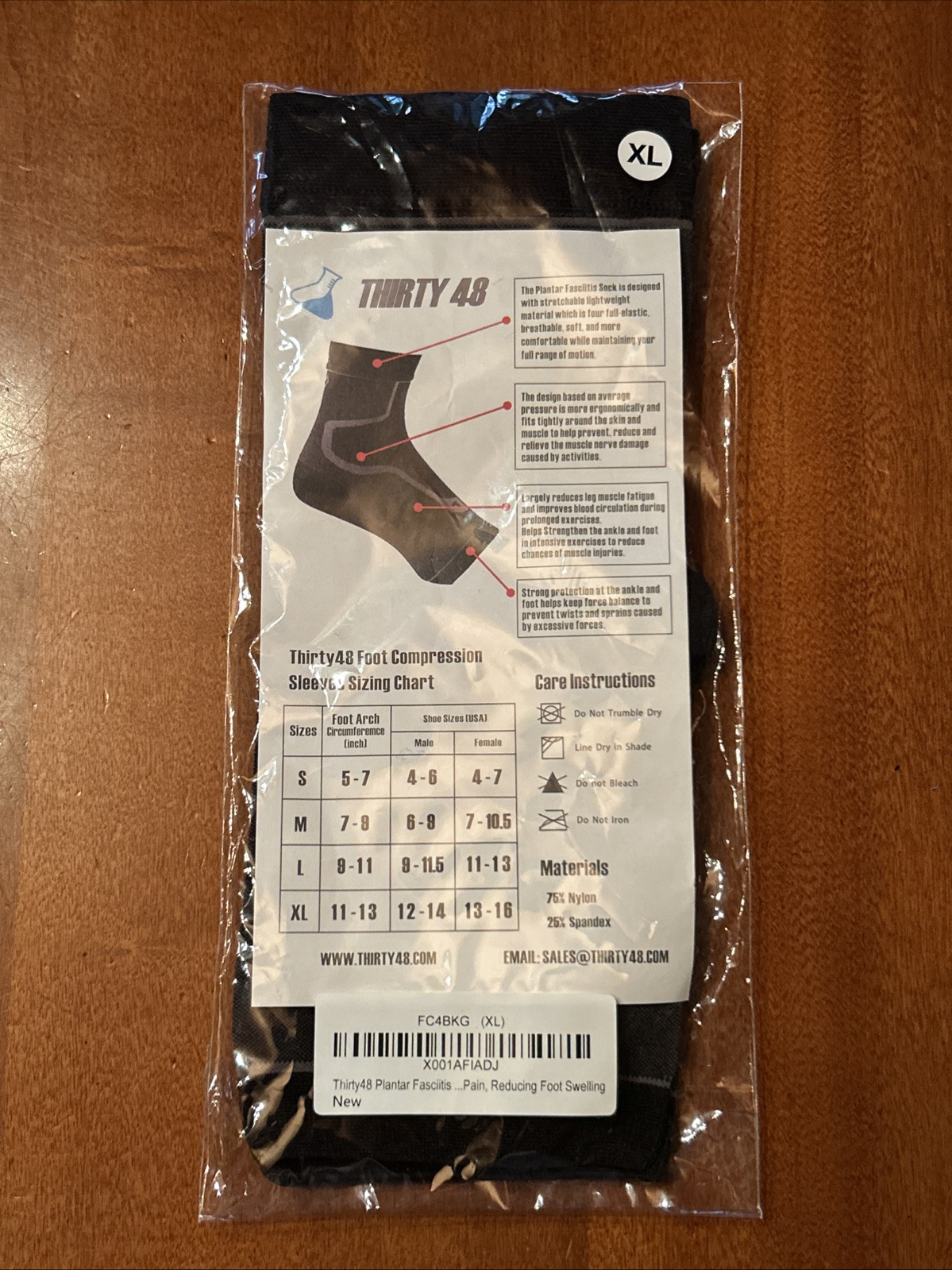 Brand New Thirty 48 Black Plantar Fasciitis Socks Reduces Pain Swelling XL 12-14